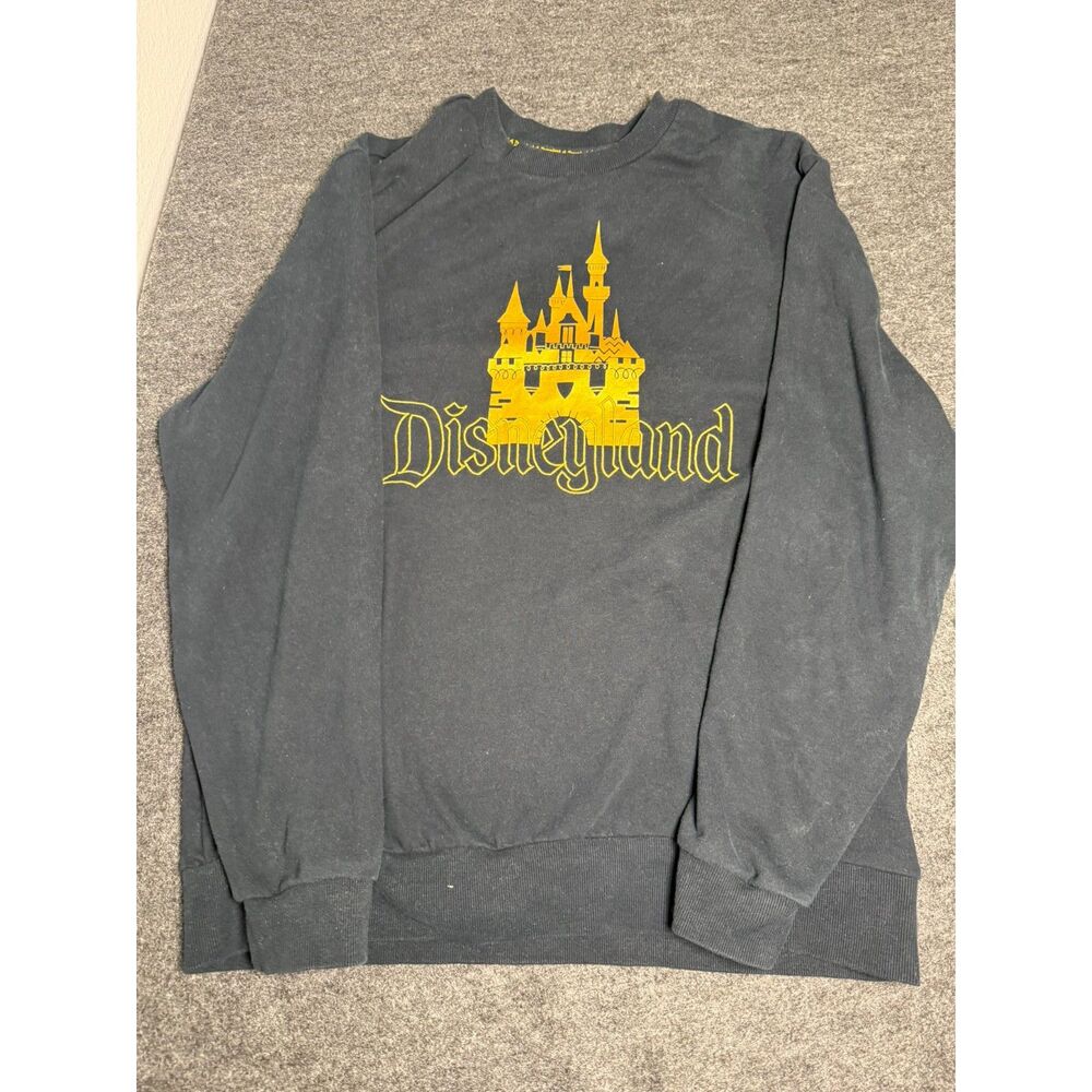 Vintage Disneyland Walt Disney Sweatshirt Black gold Embroidered Text